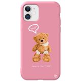 WANNA PROTECT iPhone 12 ile Uyumlu Pembe Renkli Premium İçi Kadifeli Ayıcık Desenli Silikon Telefon Kılıfı ayicik2_175