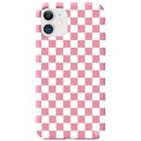 WANNA PROTECT iPhone 12 ile Uyumlu Pembe Renkli Premium Kadifeli Dama Desenli Silikon Telefon Kılıfı dama_175