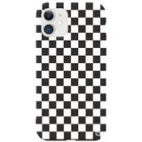WANNA PROTECT iPhone 12 ile Uyumlu Siyah Dama Desenli Premium Silikon Telefon Kılıfı, İç Kadifeli dama_175