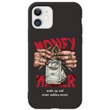 WANNA PROTECT iPhone 12 ile Uyumlu Siyah Silikon Telefon Kılıfı, Make Money Desenli, İçi Kadife lansmankilif_175