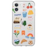 WANNA PROTECT iPhone 12 ile Uyumlu Sticker Tasarımlı Şeffaf Silikon Telefon Kılıfı Stickerr_175