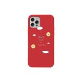 WANNA PROTECT iPhone 12 Pro ile Uyumlu Kırmızı Renk Don't Forget To Smile Kadife Desenli Silikon Telefon Kılıfı GulumsemeyiUnutma_039