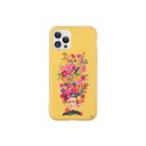 WANNA PROTECT iPhone 12 Pro Max ile Uyumlu, Kadifeli Renkli Çiçek Desenli Silikon Kılıf, Sarı PatternCollections_103