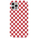 WANNA PROTECT iPhone 12 Pro Max ile Uyumlu Kırmızı Dama Desenli Premium Silikon Telefon Kılıfı, Kadifeli İç dama_176