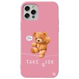 WANNA PROTECT iPhone 12 Pro Max ile Uyumlu Pembe Renkli, Ayıcık Desenli, Premium Silikon Telefon Kılıfı ayicik3_176