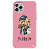WANNA PROTECT iPhone 12 Pro Max ile Uyumlu Pembe Renkli, Ayıcık Desenli, Premium Silikon Telefon Kılıfı ayicik4_176