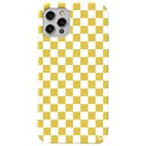 WANNA PROTECT iPhone 12 Pro Max ile Uyumlu Sarı Dama Desenli Premium Silikon Telefon Kılıfı, Kadifeli İç Astar dama_176
