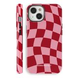 WANNA PROTECT iPhone 13 ile Uyumlu Çift Katmanlı Darbe Emici Koruma Kılıfı, Kırmızı Dama Parlak protect_ip13_summer