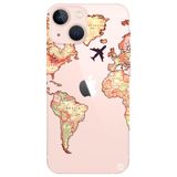 WANNA PROTECT iPhone 13 ile Uyumlu Dünya Harita Desenli Şeffaf Silikon Telefon Kılıfı dunyaharita_195