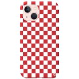 WANNA PROTECT iPhone 13 ile Uyumlu Kırmızı Dama Desenli Premium Silikon Telefon Kılıfı, Kadifeli İç dama_195