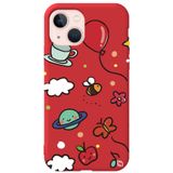 WANNA PROTECT iPhone 13 ile Uyumlu Kırmızı Renkli Arı Balon Içi Kadife Desenli Silikon Telefon Kılıfı