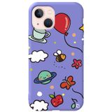 WANNA PROTECT iPhone 13 ile Uyumlu Lila Renkli Arı Balon İçi Kadife Desenli Silikon Telefon Kılıfı