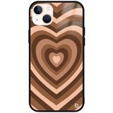 WANNA PROTECT iPhone 13 ile Uyumlu Premium Kalpler Desenli Glossy Telefon Kılıfı, Kahverengi