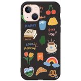 WANNA PROTECT iPhone 13 ile Uyumlu Siyah Renkli Sticker İçi Kadife Desenli Silikon Telefon Kılıfı Stickerr_195