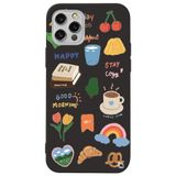 WANNA PROTECT iPhone 13 Pro ile Uyumlu Siyah Renkli Sticker İçi Kadife Desenli Silikon Telefon Kılıfı Stickerr_196
