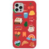 WANNA PROTECT iPhone 13 Pro Max ile Uyumlu Kırmızı Sticker Desenli Kadife İç Silikon Telefon Kılıfı Stickerr_197