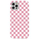 WANNA PROTECT iPhone 13 Pro Max ile Uyumlu Pembe Dama Desenli Silikon Telefon Kılıfı, Premium Kadifeli İç dama_197