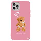 WANNA PROTECT iPhone 13 Pro Max ile Uyumlu Pembe Renkli, Premium İçi Kadifeli Ayıcık Desenli Silikon Telefon Kılıfı ayicik2_197