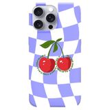 WANNA PROTECT iPhone 15 Pro Max ile Uyumlu Lila Dama Kiraz Desenli İç Kadife Silikon Telefon Kılıfı lansmankilif_241