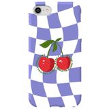WANNA PROTECT iPhone 16e ile Uyumlu Lila Dama Kiraz Desenli, İçi Kadife Silikon Telefon Kılıfı lansmankilif_251