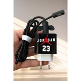 WANNA PROTECT iPhone 18W/20W Uyumlu Silikon Kablo Koruyucu ve Şarj Adaptörü Koruma Seti, Siyah Jordan, 5'li Set RenkliSilikonKabloKoruyucuSet