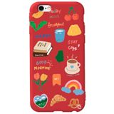 WANNA PROTECT iPhone 6 6s ile Uyumlu Kırmızı Renkli Sticker Desenli Kadife İç Silikon Telefon Kılıfı Stickerr_166