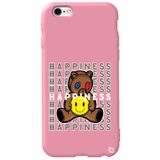 WANNA PROTECT iPhone 6 6s ile Uyumlu Pembe Renkli, Ayıcık Desenli, Premium Silikon Telefon Kılıfı happiness_166