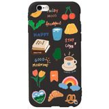 WANNA PROTECT iPhone 6 6s ile Uyumlu Siyah Renkli Sticker İçi Kadife Desenli Silikon Telefon Kılıfı Stickerr_166