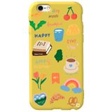 WANNA PROTECT iPhone 6 Plus ile Uyumlu Sarı Renkli Sticker Desenli Kadife İç Silikon Telefon Kılıfı Stickerr_167