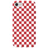 WANNA PROTECT iPhone 7 ile Uyumlu Kırmızı Dama Desenli Premium Silikon Telefon Kılıfı, Kadifeli İç dama_168