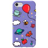 WANNA PROTECT iPhone 7 ile Uyumlu Lila Renkli Arı Balon İçi Kadife Desenli Silikon Telefon Kılıfı aribalonn_168