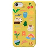 WANNA PROTECT iPhone 7 ile Uyumlu Sarı Renkli Sticker Desenli Silikon Telefon Kılıfı, Kadife İç Stickerr_168