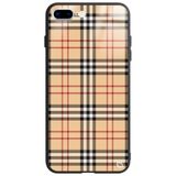 WANNA PROTECT iPhone 7 Plus ile Uyumlu Ekose Kumaş Desenli Glossy Telefon Kılıfı, Kahverengi kumasglossy_170