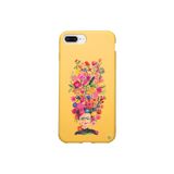 WANNA PROTECT iPhone 7 Plus ile Uyumlu, Kadifeli İç Yüzeyli, Renkli Çiçek Desenli Silikon Kılıf, Sarı PatternCollections_43