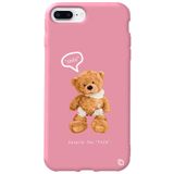 WANNA PROTECT iPhone 7 Plus ile Uyumlu Pembe Renkli, Ayıcık Desenli Premium Silikon Telefon Kılıfı ayicik2_170