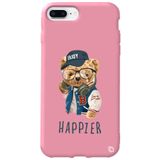WANNA PROTECT iPhone 7 Plus ile Uyumlu Pembe Renkli, Ayıcık Desenli Premium Silikon Telefon Kılıfı ayicik4_170