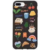 WANNA PROTECT iPhone 7 Plus ile Uyumlu Siyah Renkli Sticker Desenli Kadife İç Silikon Telefon Kılıfı Stickerr_170