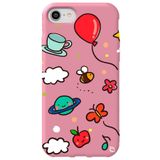WANNA PROTECT iPhone 8 ile Uyumlu Pembe Renkli Arı Balon İçi Kadife Desenli Silikon Telefon Kılıfı aribalonn_169