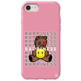 WANNA PROTECT iPhone 8 ile Uyumlu Pembe Silikon Telefon Kılıfı, Ayıcık Desenli, Premium Kadifeli İç happiness_169