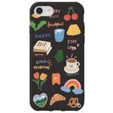 WANNA PROTECT iPhone 8 ile Uyumlu Siyah Renkli Sticker Desenli Kadife İç Silikon Telefon Kılıfı Stickerr_169