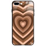 WANNA PROTECT iPhone 8 Plus ile Uyumlu Kalpler Premium Desenli Glossy Telefon Kılıfı, Kahverengi