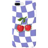 WANNA PROTECT iPhone 8 Plus ile Uyumlu Lila Dama Kiraz Desenli, İçi Kadife Silikon Telefon Kılıfı lansmankilif_171