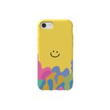 WANNA PROTECT iPhone SE 2020 ile Uyumlu Sarı Renk, Smiley Desenli, Kadife İçli Silikon Telefon Kılıfı Patern_215