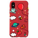 WANNA PROTECT iPhone XS ile Uyumlu Kırmızı Renkli Arı Balon Kadife Desenli Silikon Telefon Kılıfı aribalonn_172