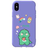 WANNA PROTECT iPhone XS ile Uyumlu Lila Renkli Dinazor Desenli Silikon Telefon Kılıfı dinazorrn_172
