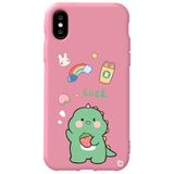 WANNA PROTECT iPhone XS ile Uyumlu Pembe Dinazor Kadife Desenli Silikon Telefon Kılıfı dinazorrn_172