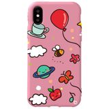 WANNA PROTECT iPhone XS ile Uyumlu Pembe Renkli Arı Balon İçi Kadife Desenli Silikon Telefon Kılıfı aribalonn_172