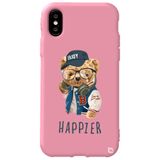 WANNA PROTECT iPhone XS ile Uyumlu Pembe Renkli, Ayıcık Desenli Premium Silikon Telefon Kılıfı, Kadifeli İç Yüzey ayicik4_172