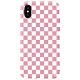 WANNA PROTECT iPhone XS ile Uyumlu Pembe Renkli Dama Desenli Premium Silikon Telefon Kılıfı, Kadifeli İç dama_172