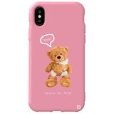 WANNA PROTECT iPhone XS ile Uyumlu Pembe Renkli Premium Kadifeli Ayıcık Desenli Silikon Telefon Kılıfı ayicik2_172